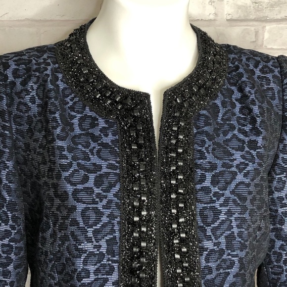 Chico’s blue animal print open jacket, size 0 - Picture 7 of 8